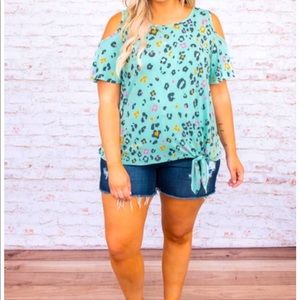 Chic Soul mint leopard top